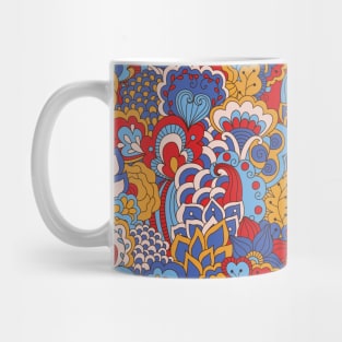 Abstract Floral Neck Gator Red Blue Orange Floral Abstract Mug